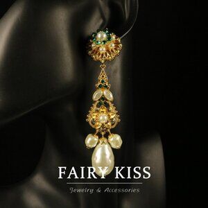 Modern Regal Long Pearl Fringe Earrings